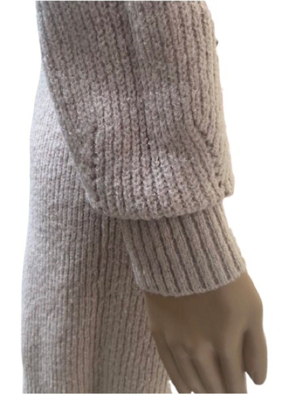 DREAMERS Mock Neck Ribbed Knit Sweater Dress Oatmeal Beige M/L - Picture 5 of 8